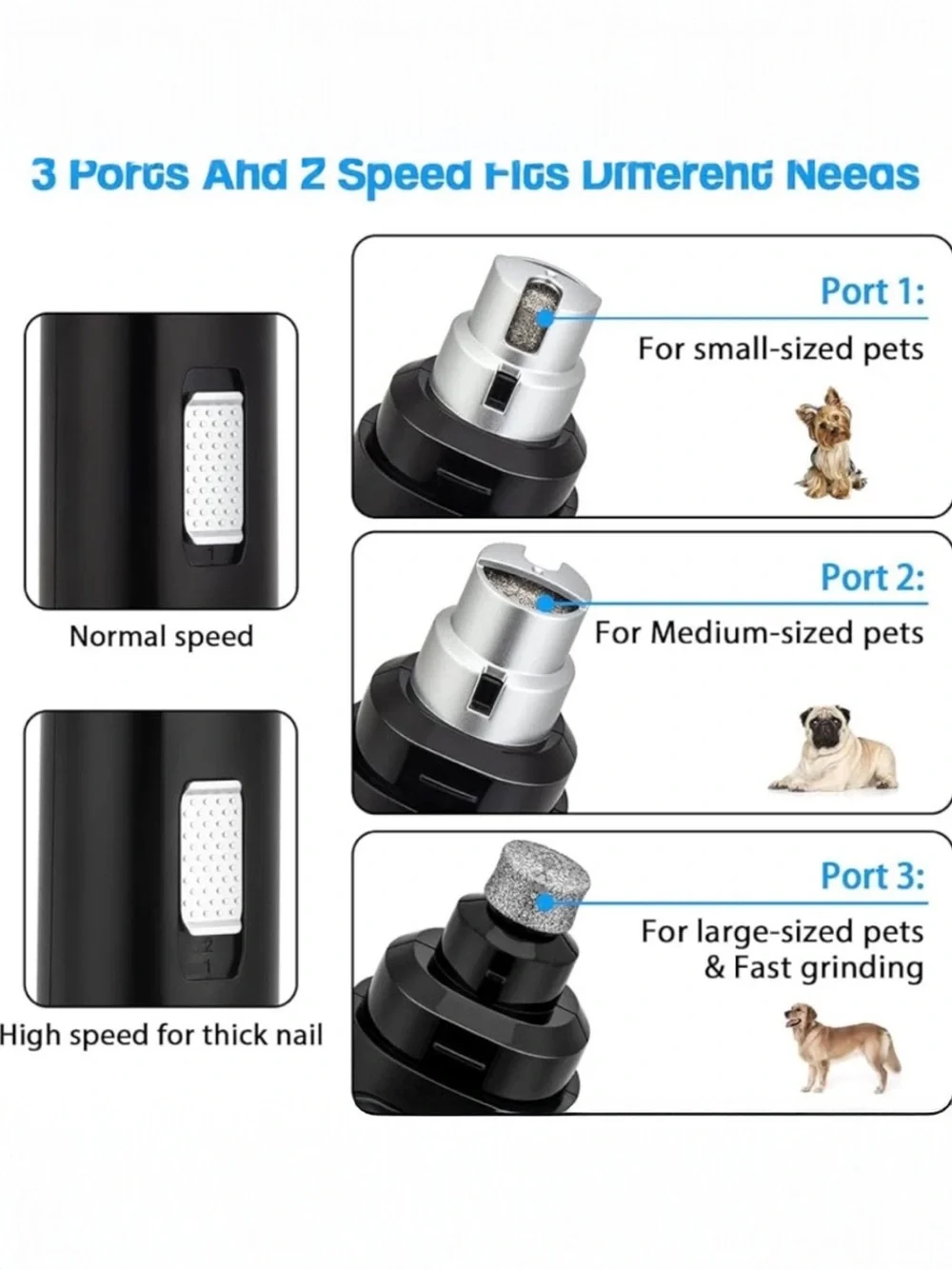 Professional Pet Nail Grinder USB Rechargeable Dog Cat Trimmer
